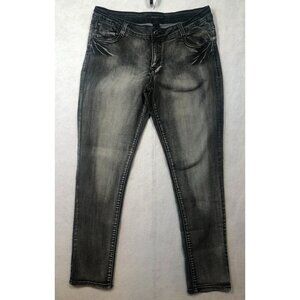 Vintage Southpole Distressed Black Jeans Bling Spell Out Logo Juniors Women's 13